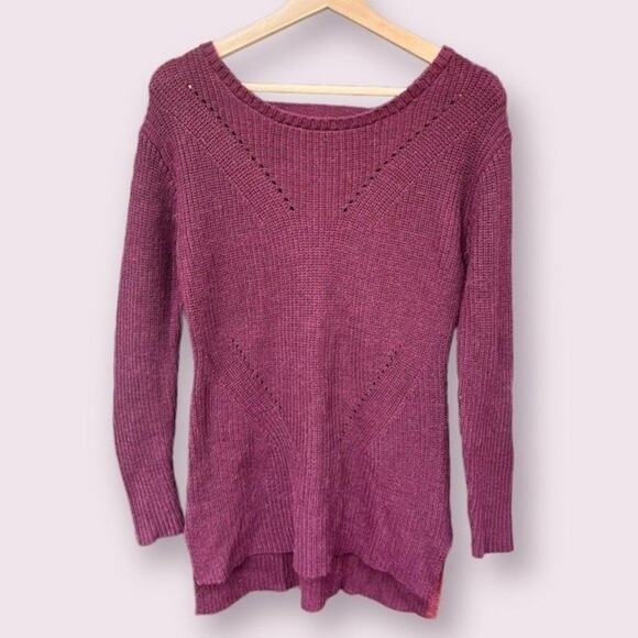Allison Joy Burgundy Cut Out Back Knit Sweater Size Small - Picture 1 of 6